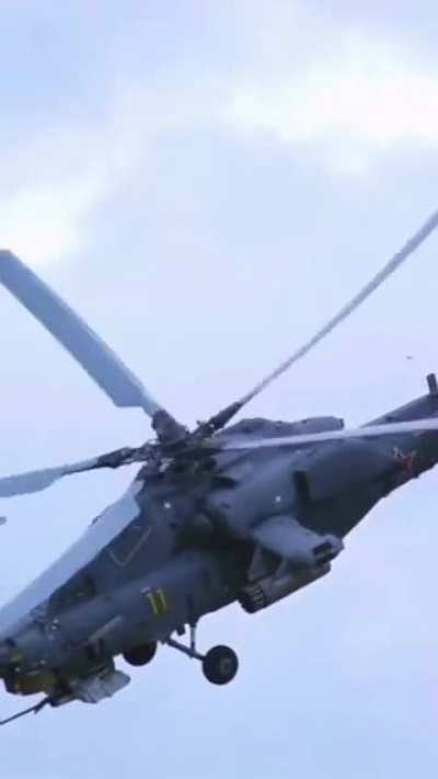 Mi-28 Attack Helicopter maneuvering &amp;amp; firing