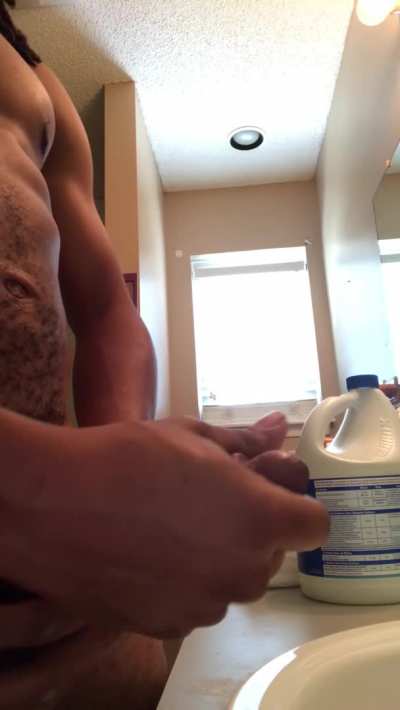 Solo cum shot! Not the biggest dick but still Takes 2 hands to stroke it! (OC)