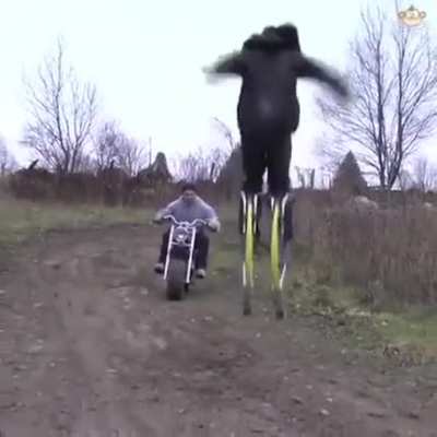 WCGW jumping over a motorcycle
