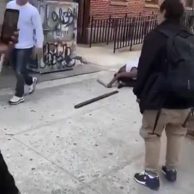 street fight with Joe Rogan look-a-like, on concrete, with 2x4s, doesn&rsquo;t end well