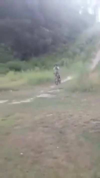Riding down a steep hill with a bike