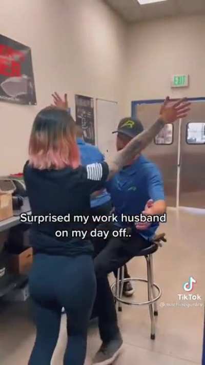 Visiting husband at work