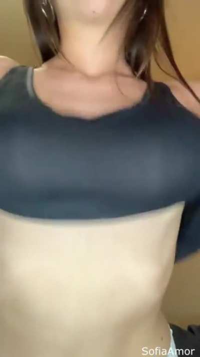 I love how my tits look through this shirt 😏 (OC)