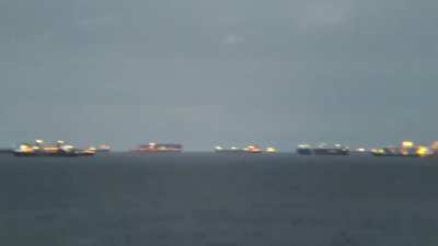 Container ships traffic jam near Port Said