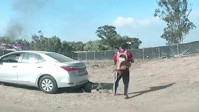 Dashcam footage from the 'nature party' music festival
