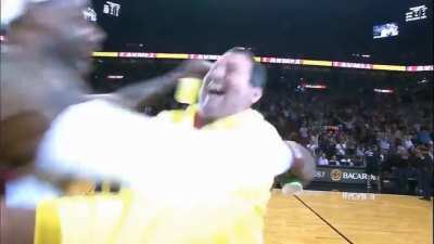 Fan hits half-court hook shot for $75k and gets tackled by Lebron