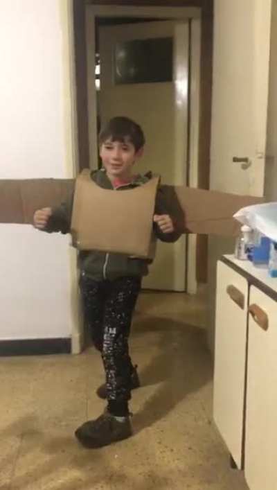 My cousin's homemade Falcon suit. Made of "cartonium"
