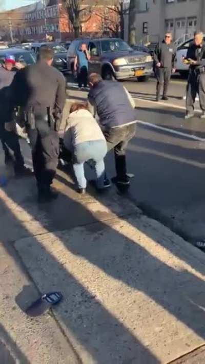 Citizens And Police Officers Try To Stop A Pitbull That Nearly Killed Another Dog