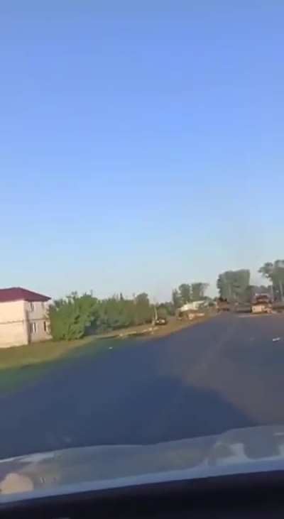 Footage of the destroyed convoy in Kursk