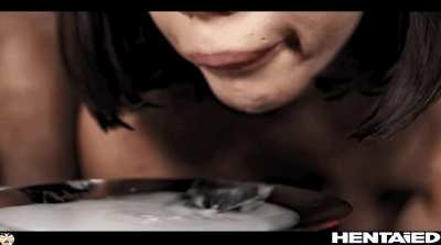 Licking cum to survive