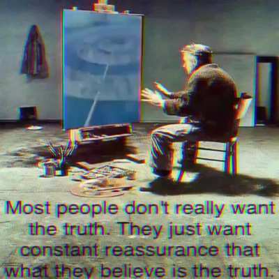 most people don&rsquo;t really want the truth. They just want constant reassurance that what they believe in is the truth