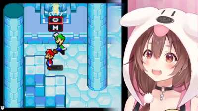 Korone Bopping Her Head While Mario &amp; Luigi Hit The Block