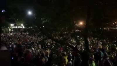 This is what the protests in Portland look like before the tear gas comes out.
