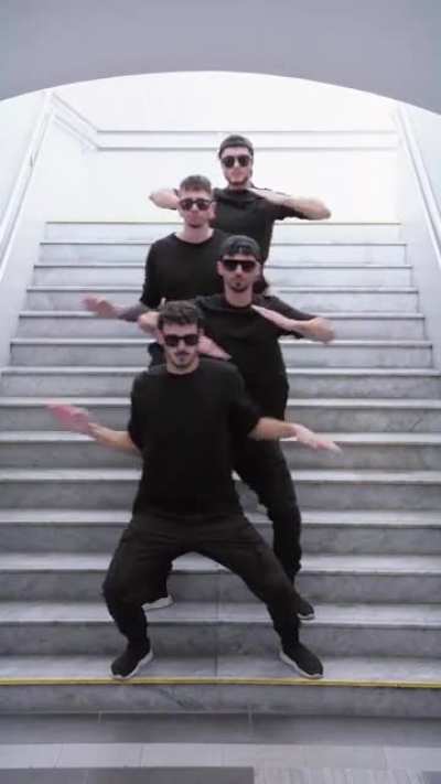 Coordinated robotic moves of these men