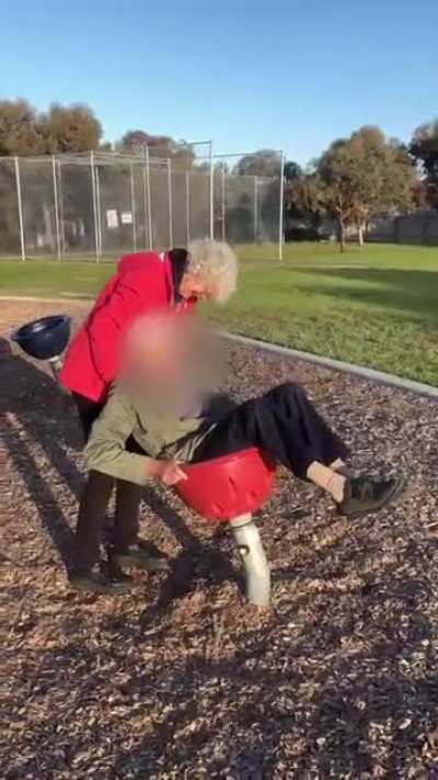 Dad tried some play equipment at the park... it&rsquo;s me laughing like a maniacal witch.