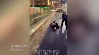 Throw coffee at the security guard
