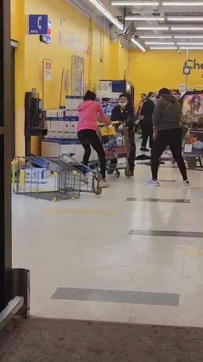 Stealing carts full of stuff from Giant Tiger. The employees weren't having it.