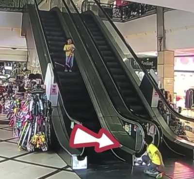 What could go wrong if I press this big red button on the escalator