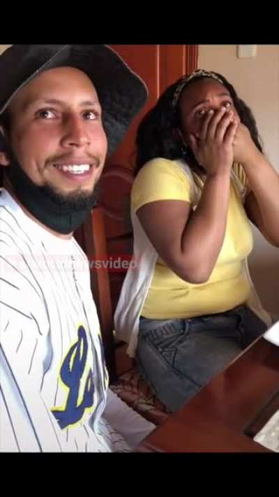 Happy freakout as a homeless family is given a home