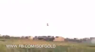 Iraqi helicopter supports ground troops attacking isis positions during the battle of Baiji,2015.