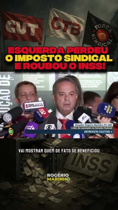 A esquerda aparelhou sindicatos para saquear o INSS. A CPMI vai seguir o dinheiro e expor ladr&otilde;es!