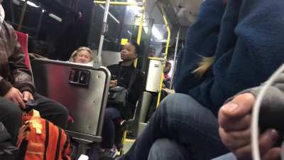 Lady goes off on another lady for sitting with her legs spread apart