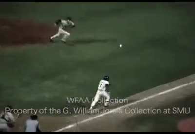 The batter was thrown behind, so he dropped a bunt down just to LEVEL the pitcher.