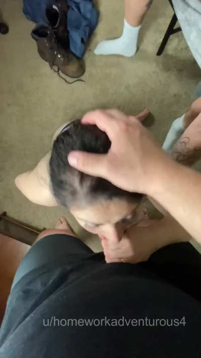 Doordash delivery guy playing with my tits while I suck my husband's cock [Sound on, click redgifs link]