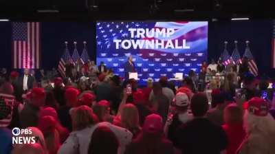 Trump at town hall: "Let's not do anymore questions. Let's just listen to music....Who the hell wants to hear questions, right?" &mdash; He then just stands there while music plays of artists who oppose him for 45 minutes.