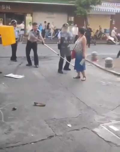 The difference between Chinese and Western policing. In the US, this woman would&rsquo;ve no doubt been shot dead 
