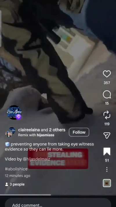 Video showing ICE agents taking phones from witnesses. Pink coat lady surrounded by agents