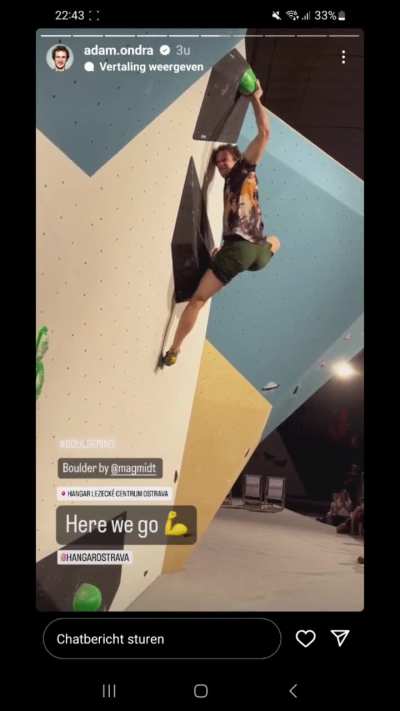 Next level heel hook from Adam Ondra and then the intended beta from setter Magnus Midtb&oslash;