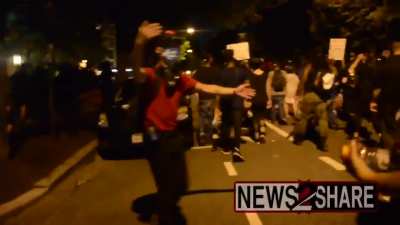 At 11PM on sunday, BLM protesters held an "abolish the police" march in residential neighborhoods in DC where they launched fireworks and chanted "if we don't get no justice, you don't get no sleep!" credit: Ford Fischer