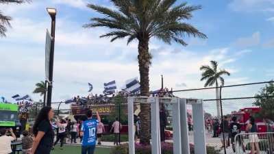 Monterrey fans from Dallas arriving at Chase  stadium- no Messi and this&hellip;. Game over  