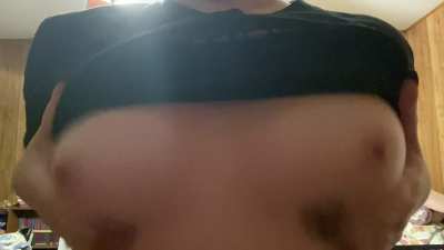 So perky they can&rsquo;t really &ldquo;drop&rdquo; but I can bounce and play with them for you, daddy
