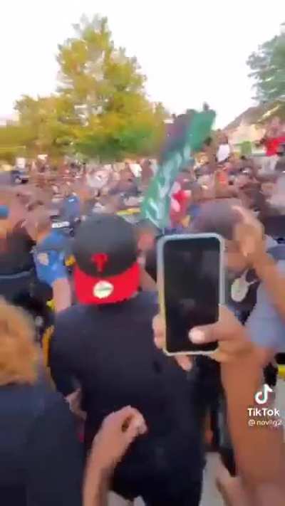 Mt Laurel PD brings bigot that shouted racials slurs at his neighbor out after he told people online to "pull up" which they did.