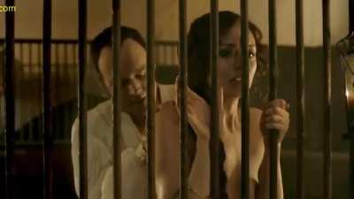 Laura Haddock stripping naked in front of a guy