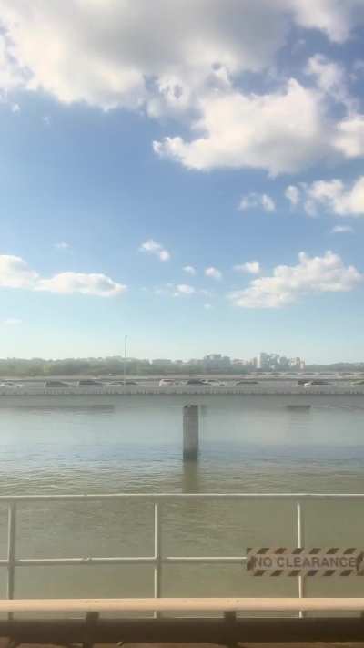 view out the yellow line of the potomac going into the city