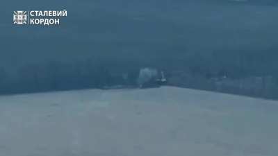 A earthmoving machine used by the Russians to fortify their positions in the Kharkiv region was spotted by an observation drone and hit by mortar fire.  15th Mobile Border Detachment &mdash; "Steel Cord" (Published on 25/March/2024)