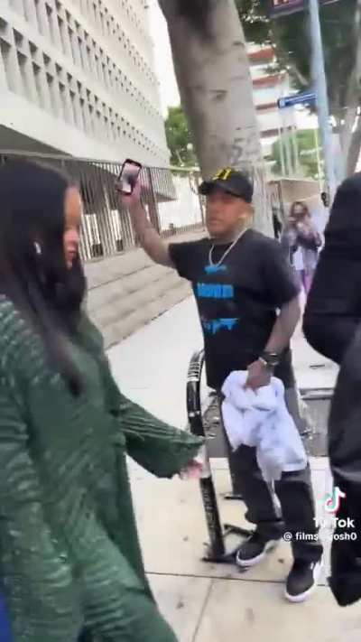 Anti-Fur Activist Yelling At Rihanna