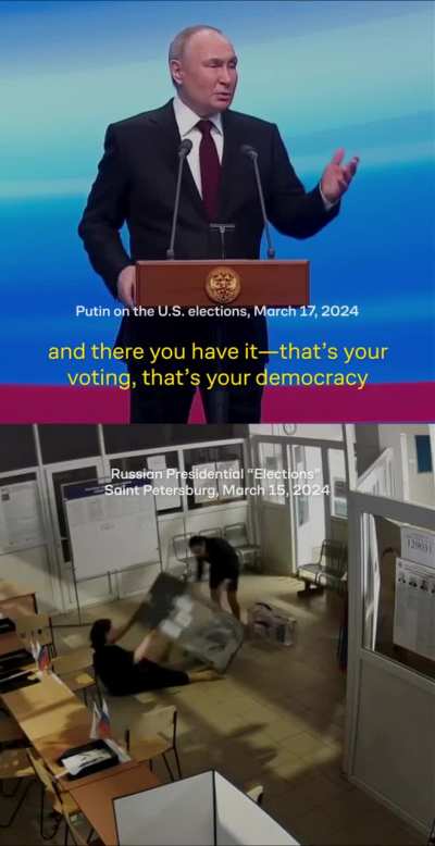&ldquo;A vote is bought for ten dollars, then a thousand votes are bought, they arrive, dump them in bulk before midnight&mdash;that&rsquo;s your democracy. We have nothing like that here!&rdquo; &mdash; Putin on the U.S. elections