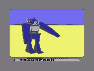 Blurr transforming in the Commodore 64 game "Transformers: The Battle to Save Earth"