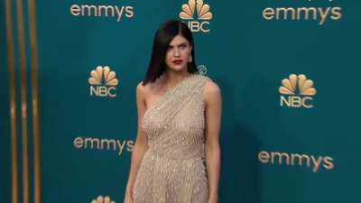 Alexandra Daddario sheer dress GIF (2022 Emmys)