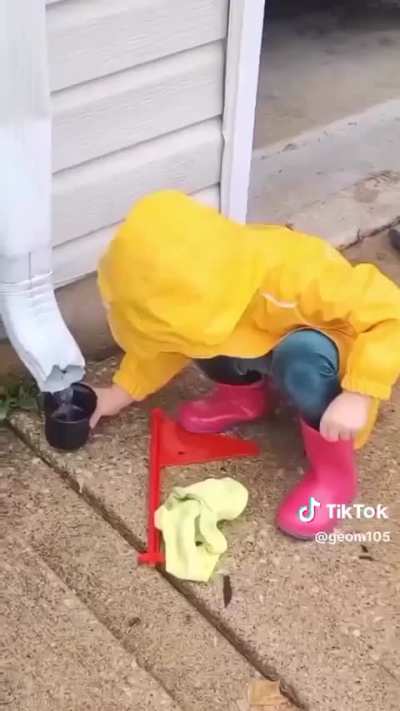 Lucky he&rsquo;s got his rain boots on