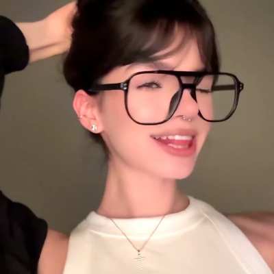 Big Glasses Long Tongue Out Tease