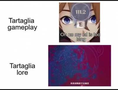 Tartaglia gameplay vs Tartaglia lore - This meme is kinda dead but I wanted to make this sooo here :D (animation footage used was uploaded by Hamelin_哈米伦的弄笛者 on youtube)