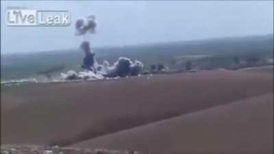 isls svbied gets hit and goes flying, driver detonates himself In mid air.