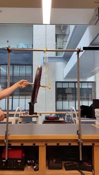 A cool physics demonstration with a spinning wheel