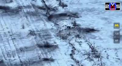 Russian drone targets soldiers of the AFU with grenades. Donetsk Oblast, January 2024.