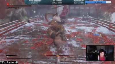 I only had 1% HP left during the fight against the Corrupted Monk, I was streaming and someone clipped this. Game: Sekiro Shadows Die Twice